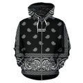 Bandana Black Bandana Teardrops Zipper Hoodie