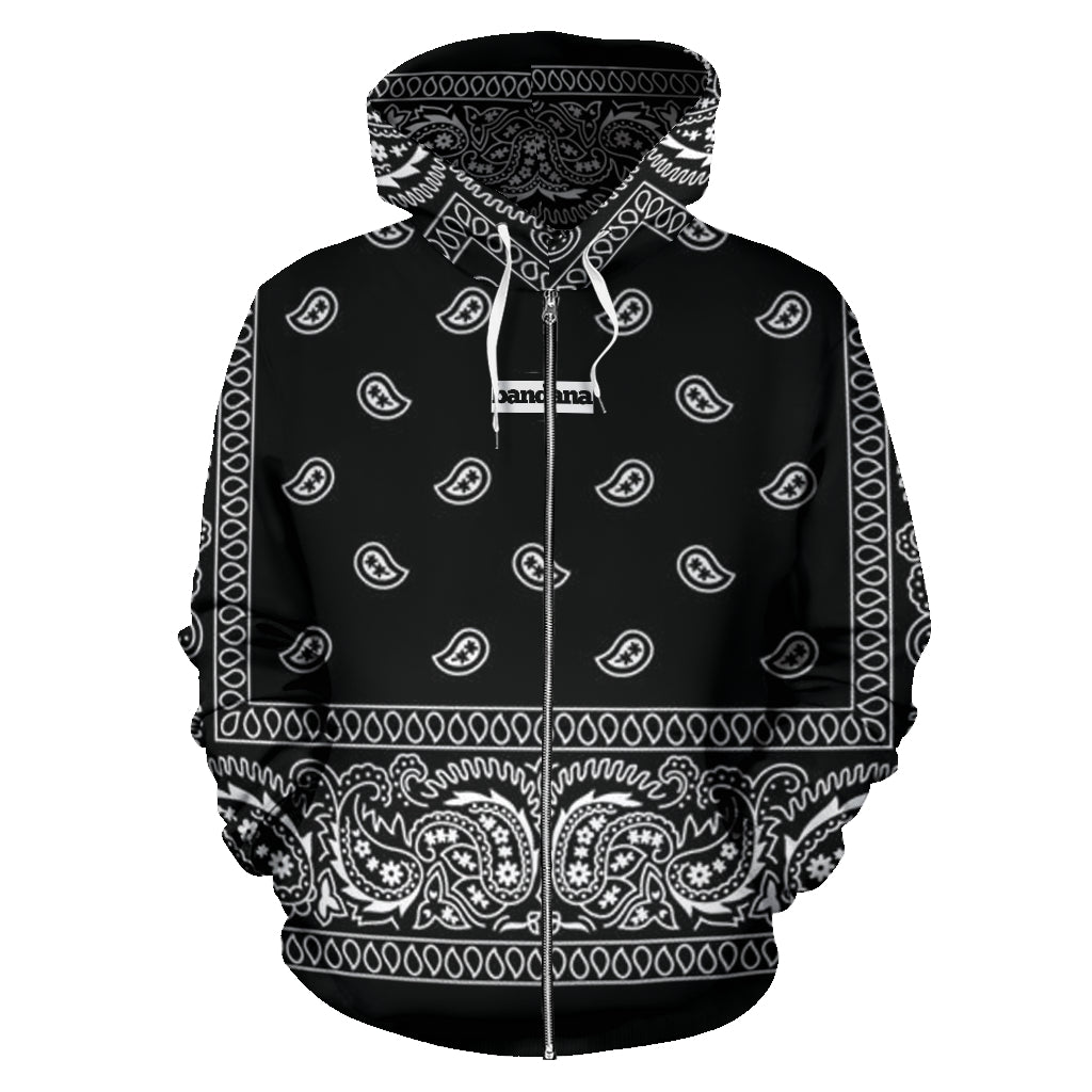 Bandana Black Bandana Teardrops Zipper Hoodie