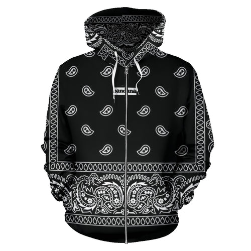 Bandana Black Bandana Teardrops Zipper Hoodie