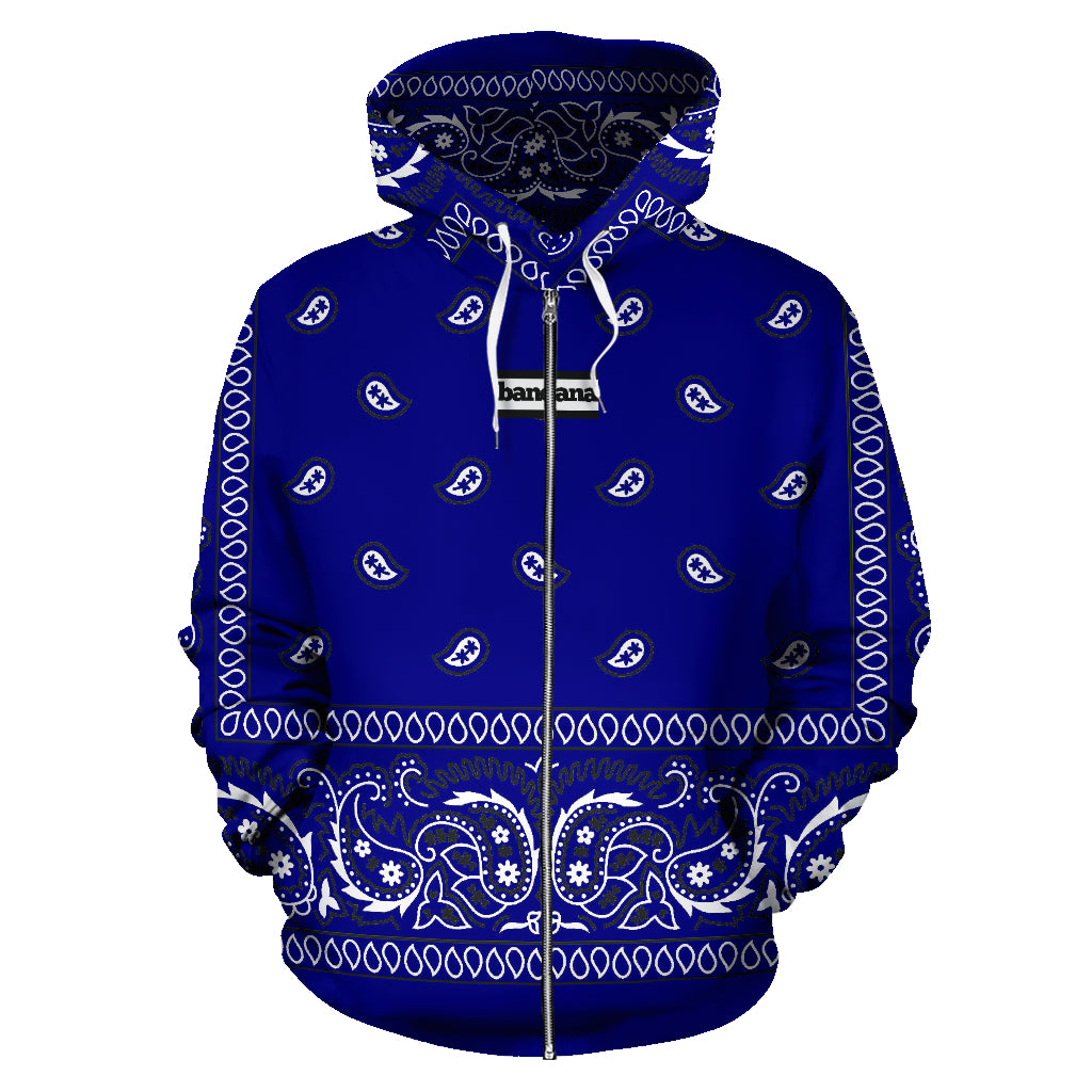 Bandana Navy Bandana Teardrops Zipper Hoodie