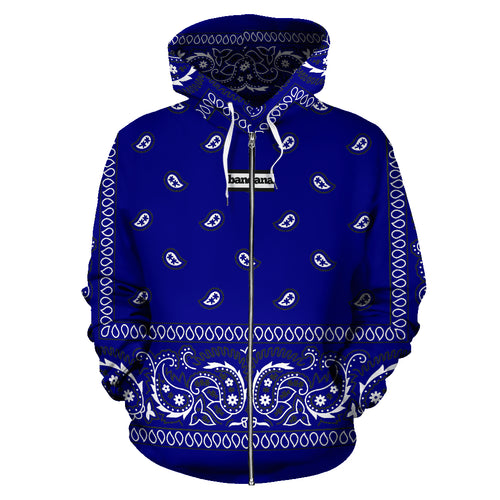 Bandana Navy Bandana Teardrops Zipper Hoodie