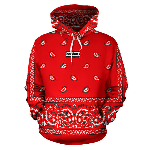 Bandana Red Bandana Teardrops Pullover Hoodie