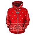 Bandana Red Bandana Teardrops Zipper Hoodie