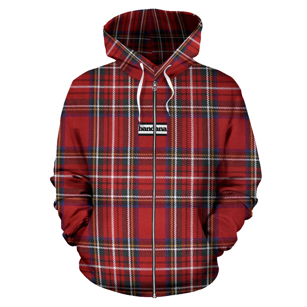 Bandana Red Plaid Bandana Zipper Hoodie
